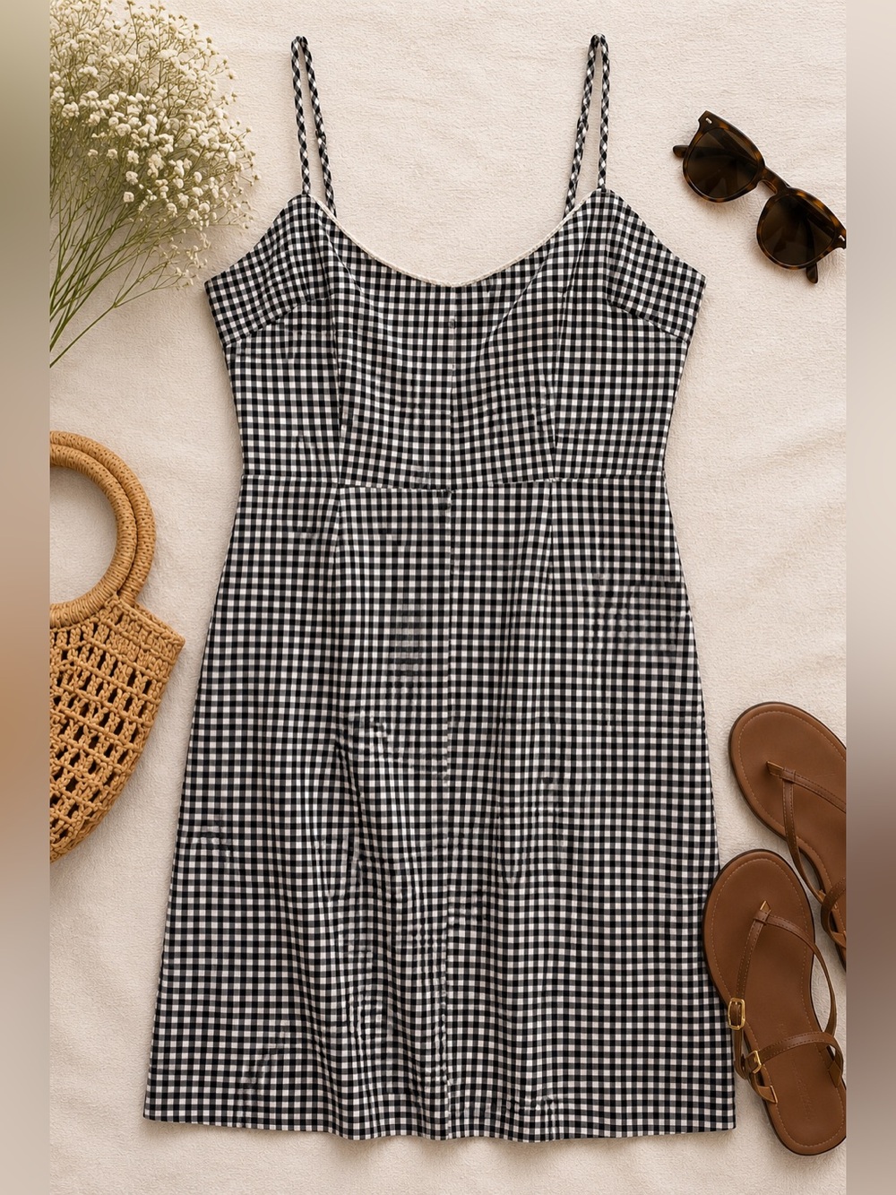 Urban Outfitters Black & White Gingham Mini Dress Size L